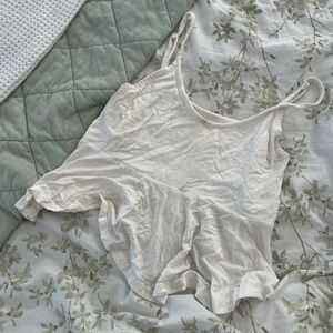 White Sleeveless Ruffle Top